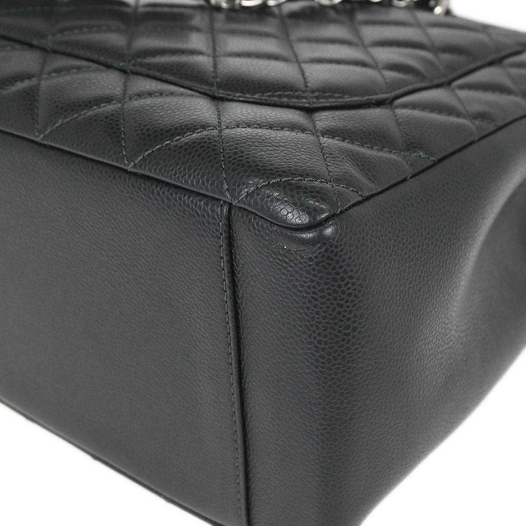 Chanel 2013-2014 Gray Caviar Skin Grand Shopping Tote GST Chain Handbag