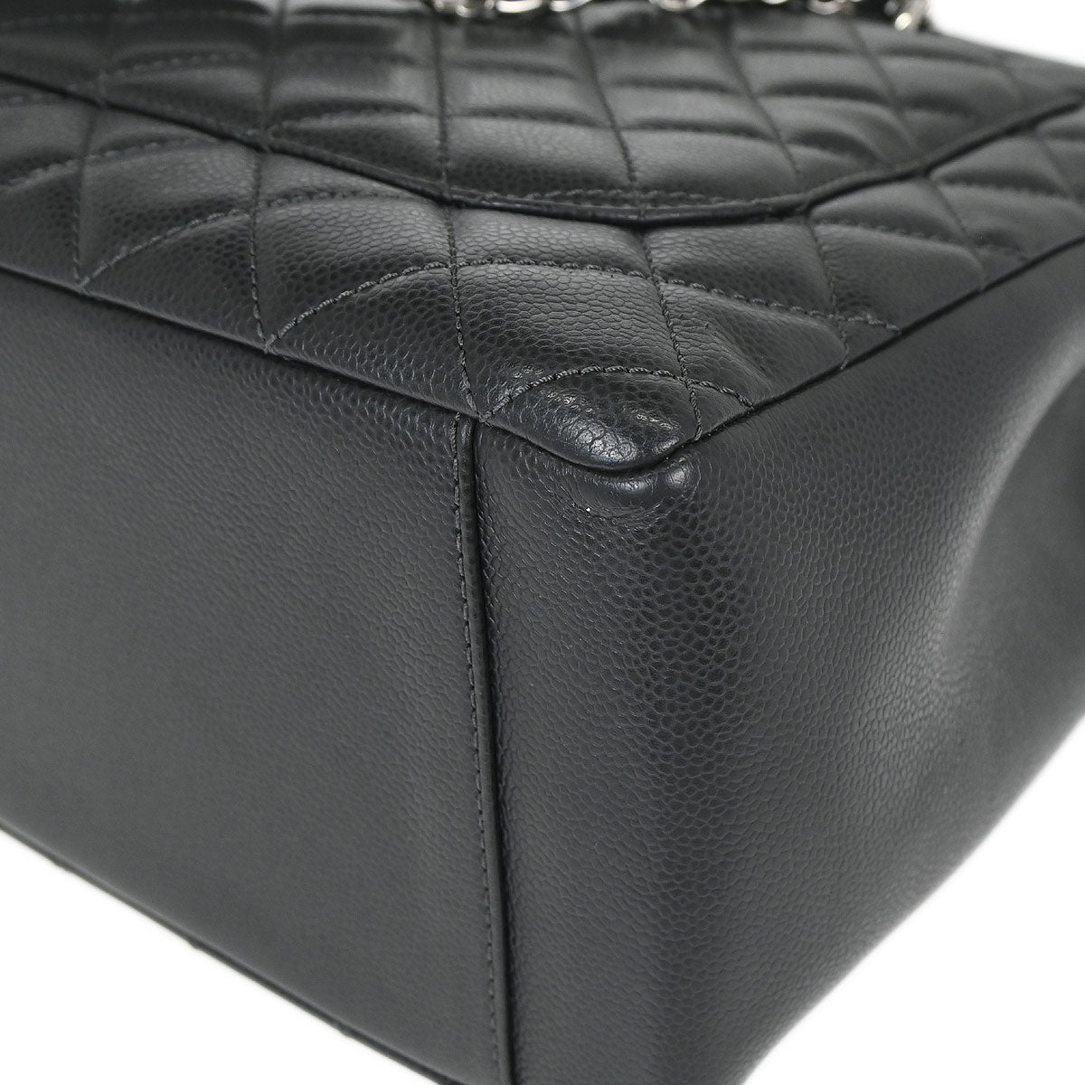 Chanel 2013-2014 Gray Caviar Skin Grand Shopping Tote GST Chain Handbag