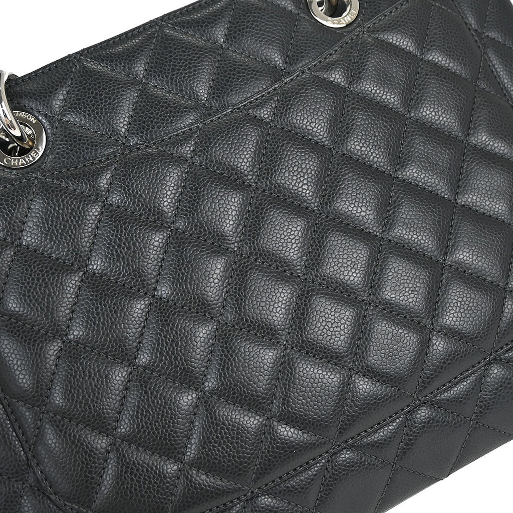 Chanel 2013-2014 Gray Caviar Skin Grand Shopping Tote GST Chain Handbag