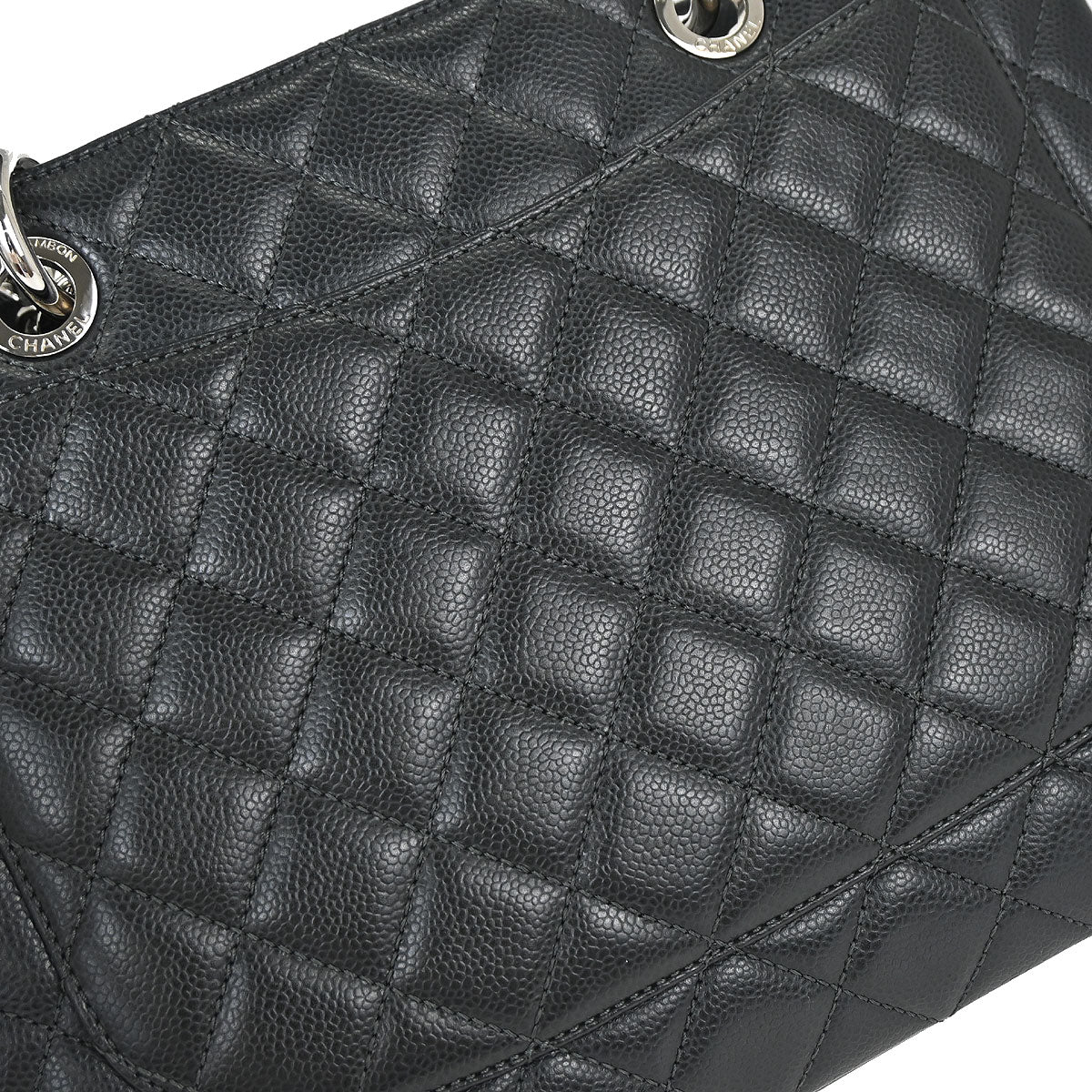 Chanel 2013-2014 Gray Caviar Skin Grand Shopping Tote GST Chain Handbag