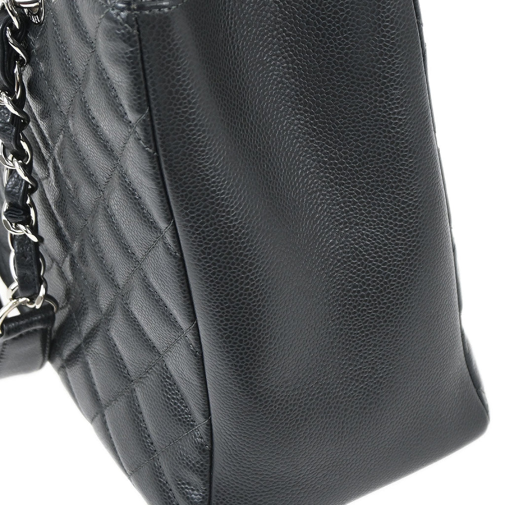 Chanel 2013-2014 Gray Caviar Skin Grand Shopping Tote GST Chain Handbag