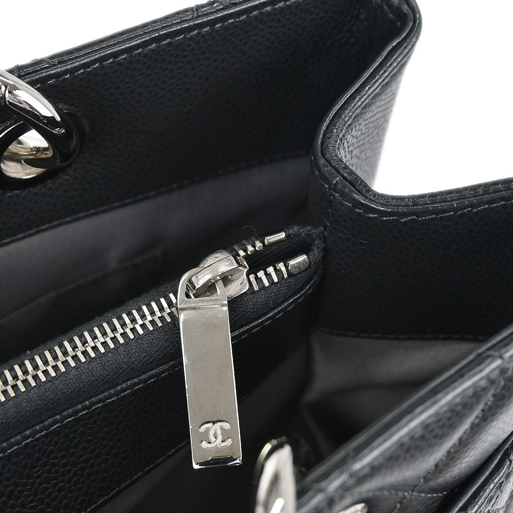 Chanel 2013-2014 Gray Caviar Skin Grand Shopping Tote GST Chain Handbag