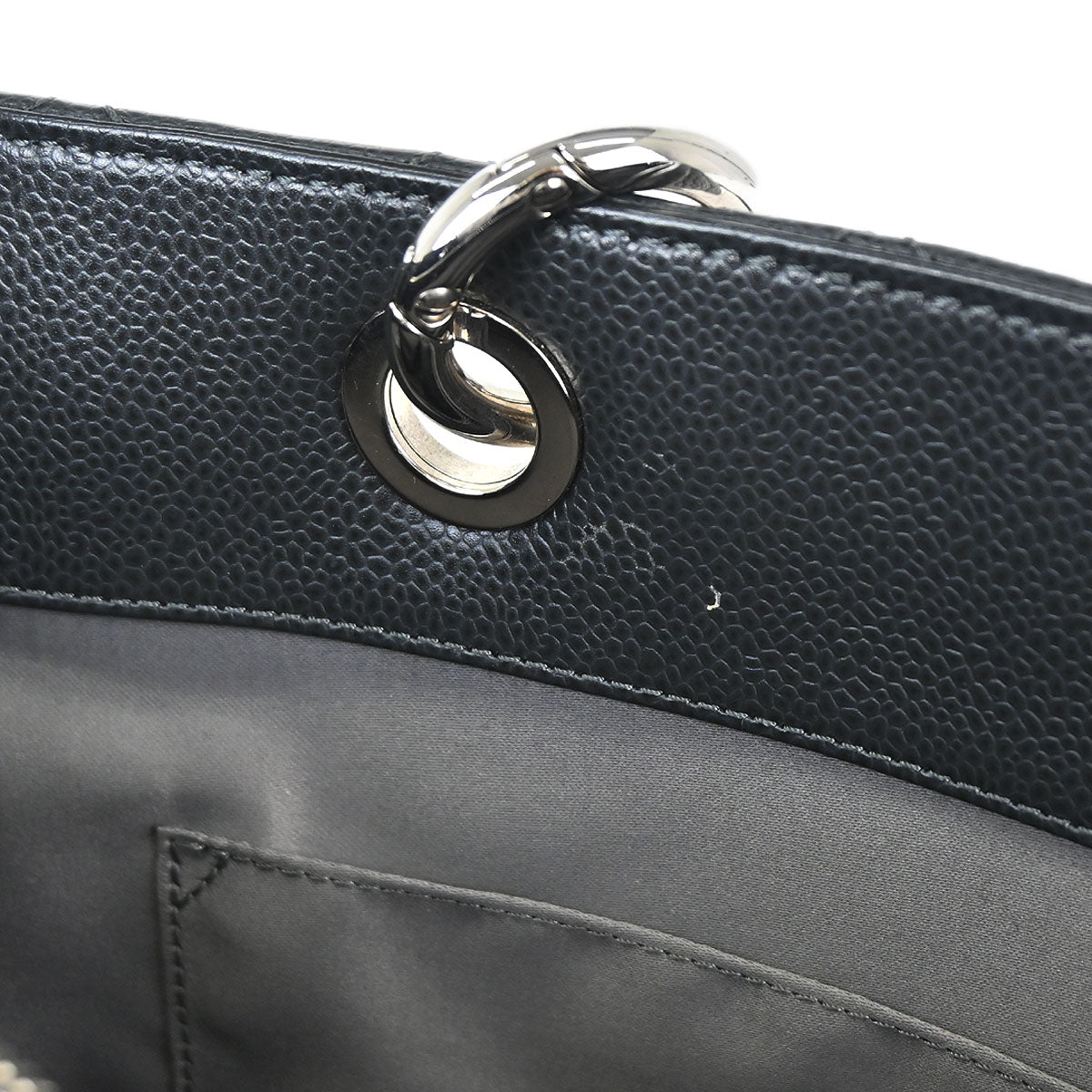 Chanel 2013-2014 Gray Caviar Skin Grand Shopping Tote GST Chain Handbag