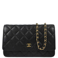 Chanel 2018 Black Lambskin Classic WOC Wallet on Chain Bag