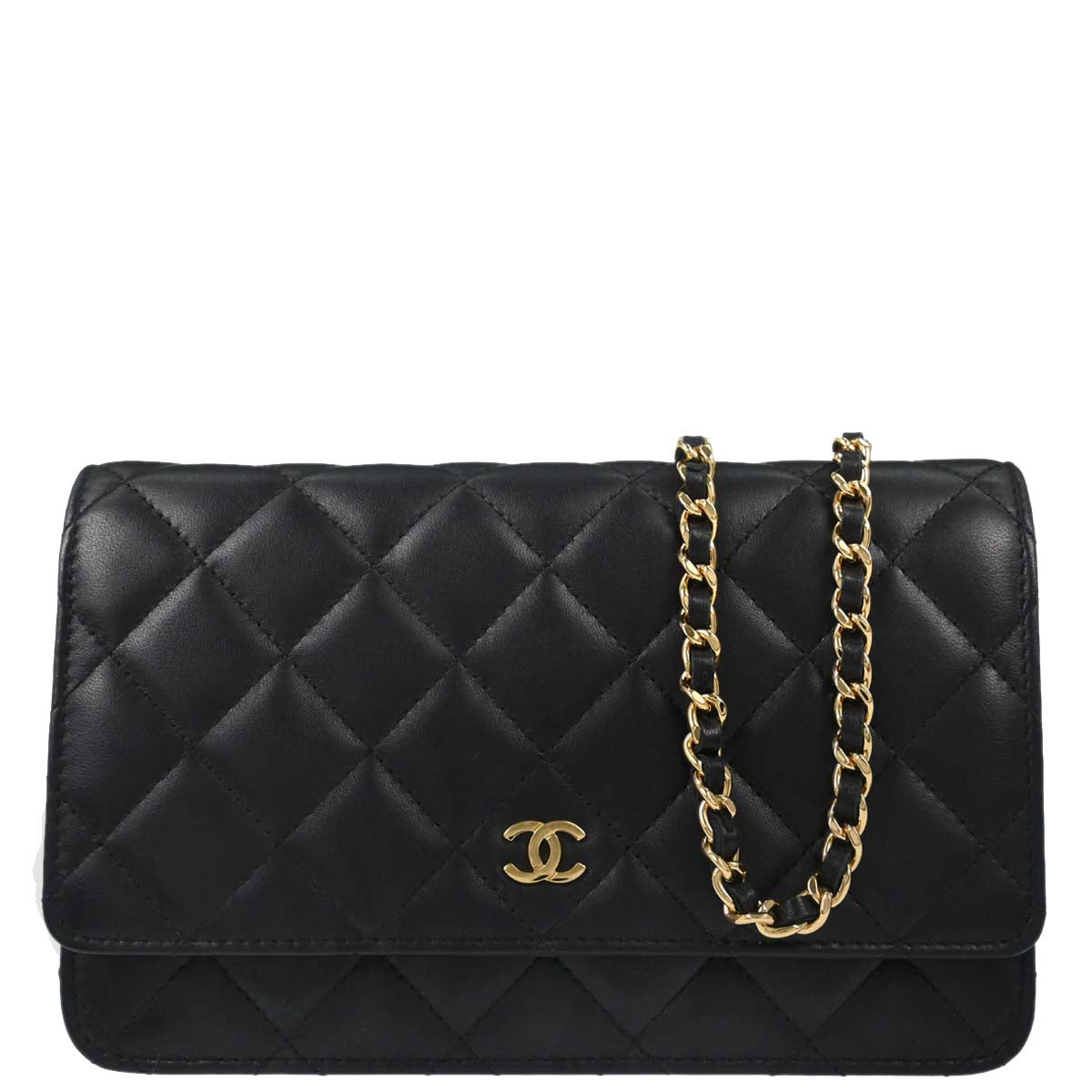 Chanel 2018 Black Lambskin Classic WOC Wallet on Chain Bag