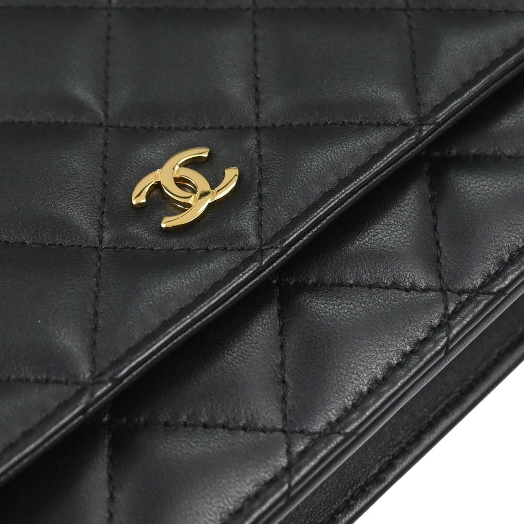 Chanel 2018 Black Lambskin Classic WOC Wallet on Chain Bag