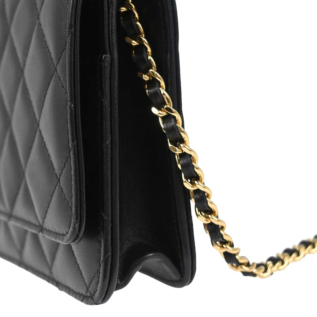 Chanel 2018 Black Lambskin Classic WOC Wallet on Chain Bag