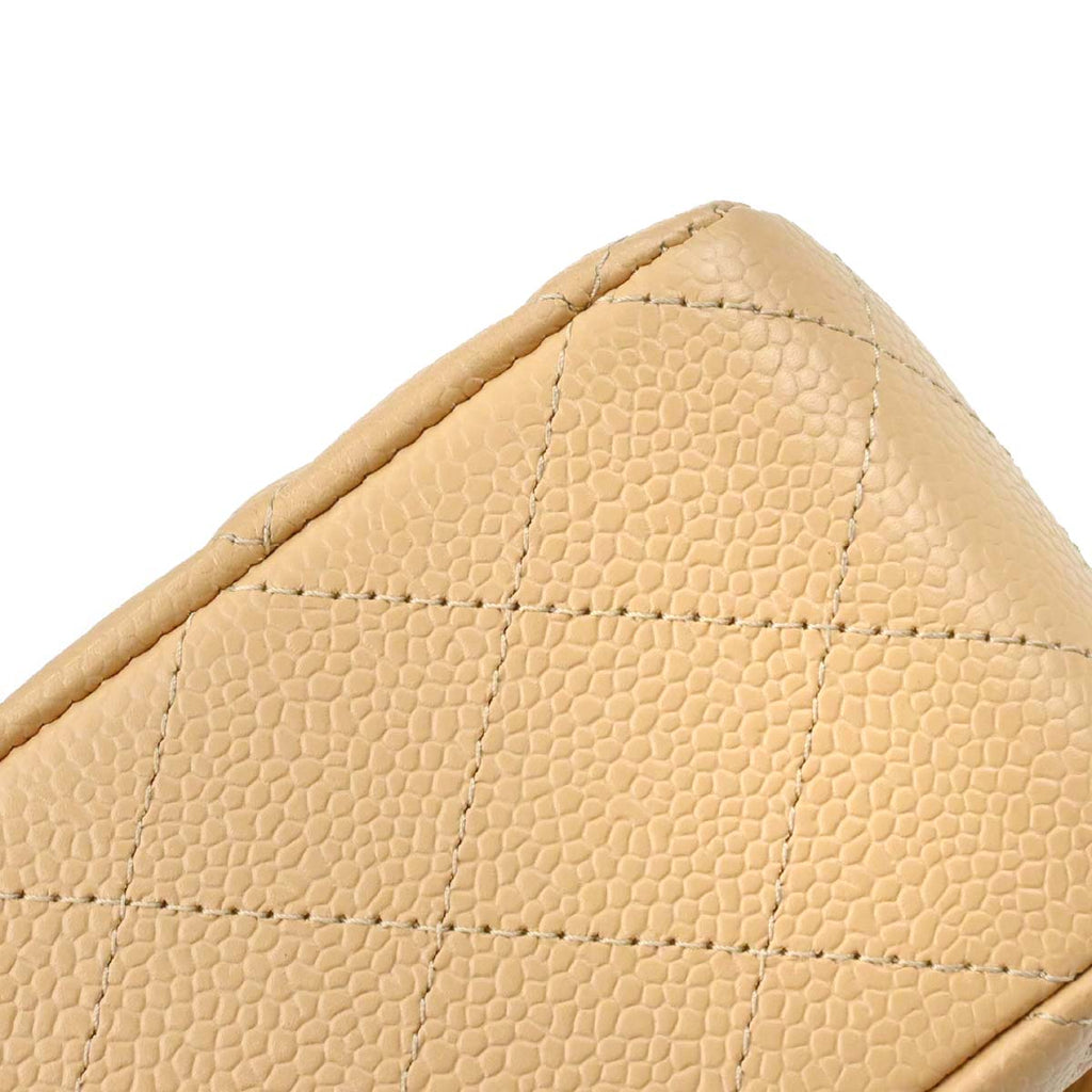 Chanel 2014 Beige Caviar Skin Medium Classic Double Flap Shoulder Bag