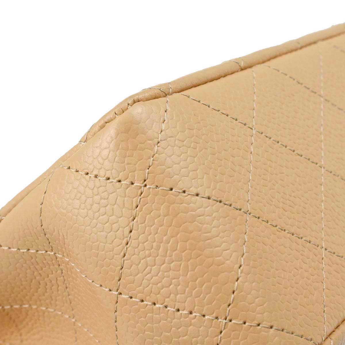 Chanel 2014 Beige Caviar Skin Medium Classic Double Flap Shoulder Bag