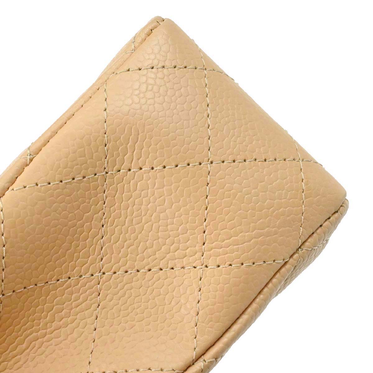 Chanel 2014 Beige Caviar Skin Medium Classic Double Flap Shoulder Bag
