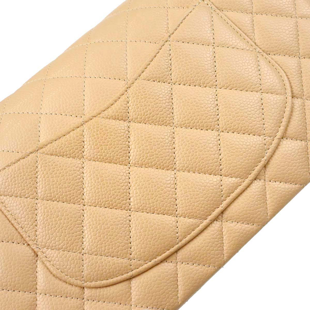 Chanel 2014 Beige Caviar Skin Medium Classic Double Flap Shoulder Bag