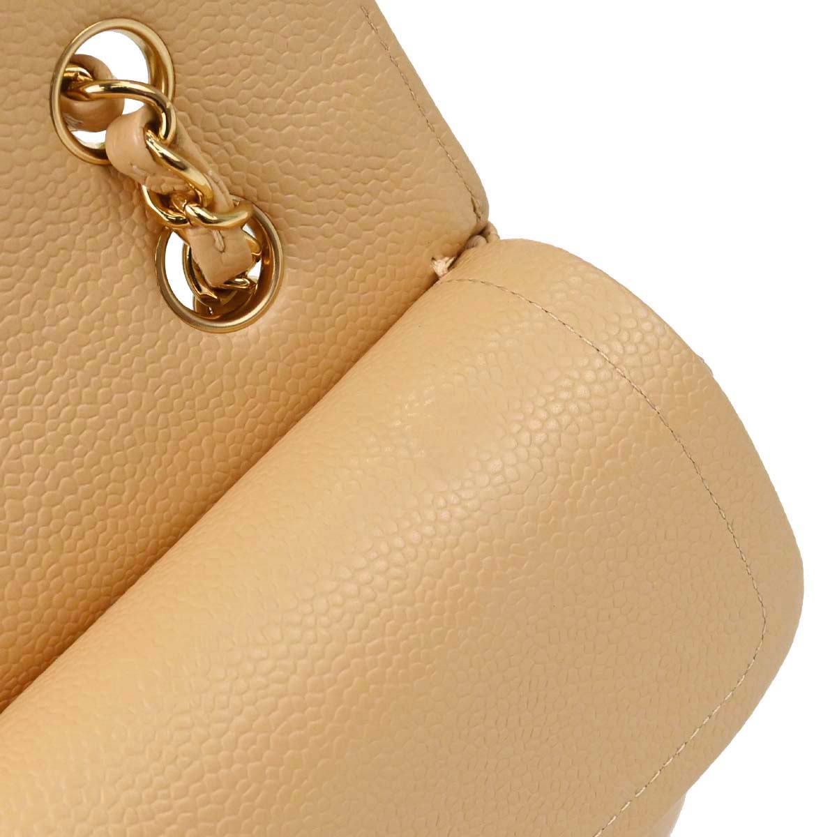 Chanel 2014 Beige Caviar Skin Medium Classic Double Flap Shoulder Bag