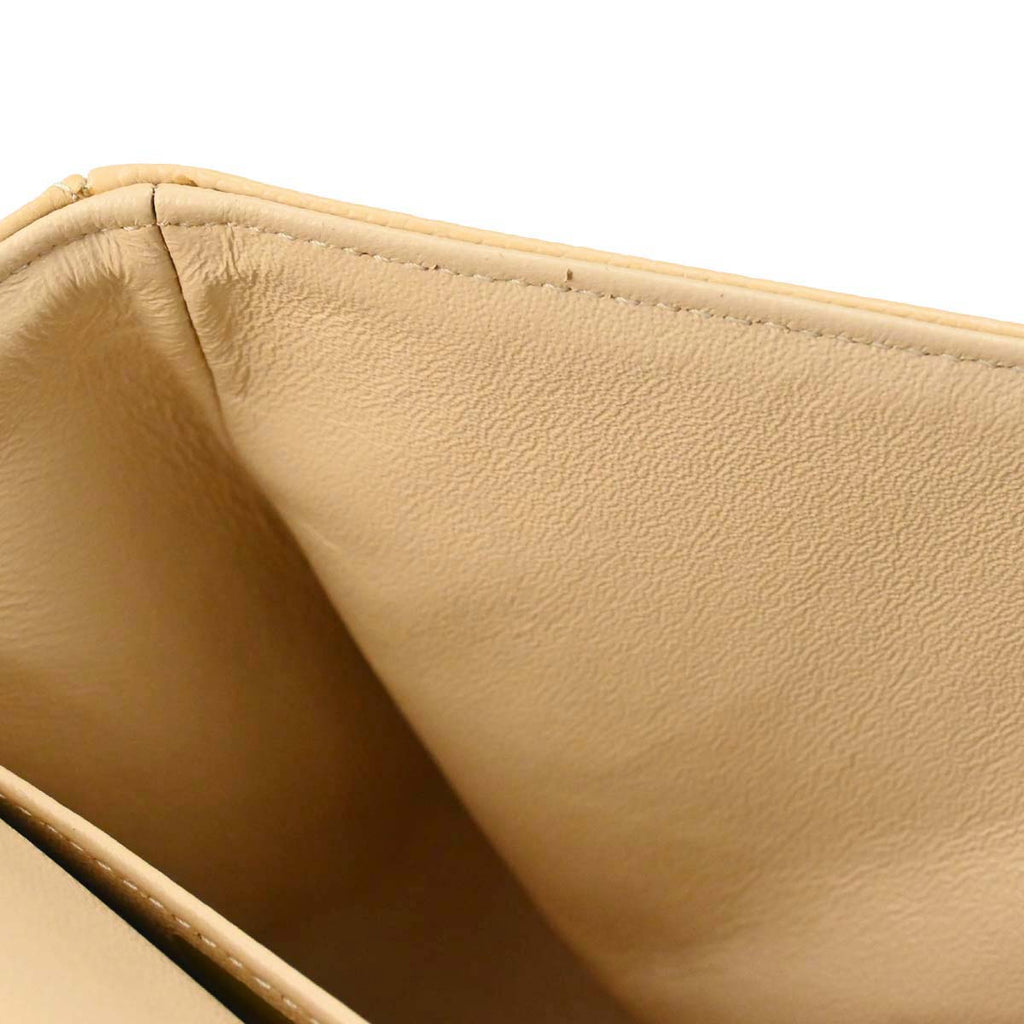 Chanel 2014 Beige Caviar Skin Medium Classic Double Flap Shoulder Bag