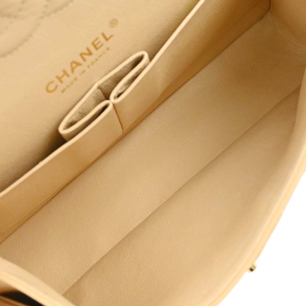 Chanel 2014 Beige Caviar Skin Medium Classic Double Flap Shoulder Bag