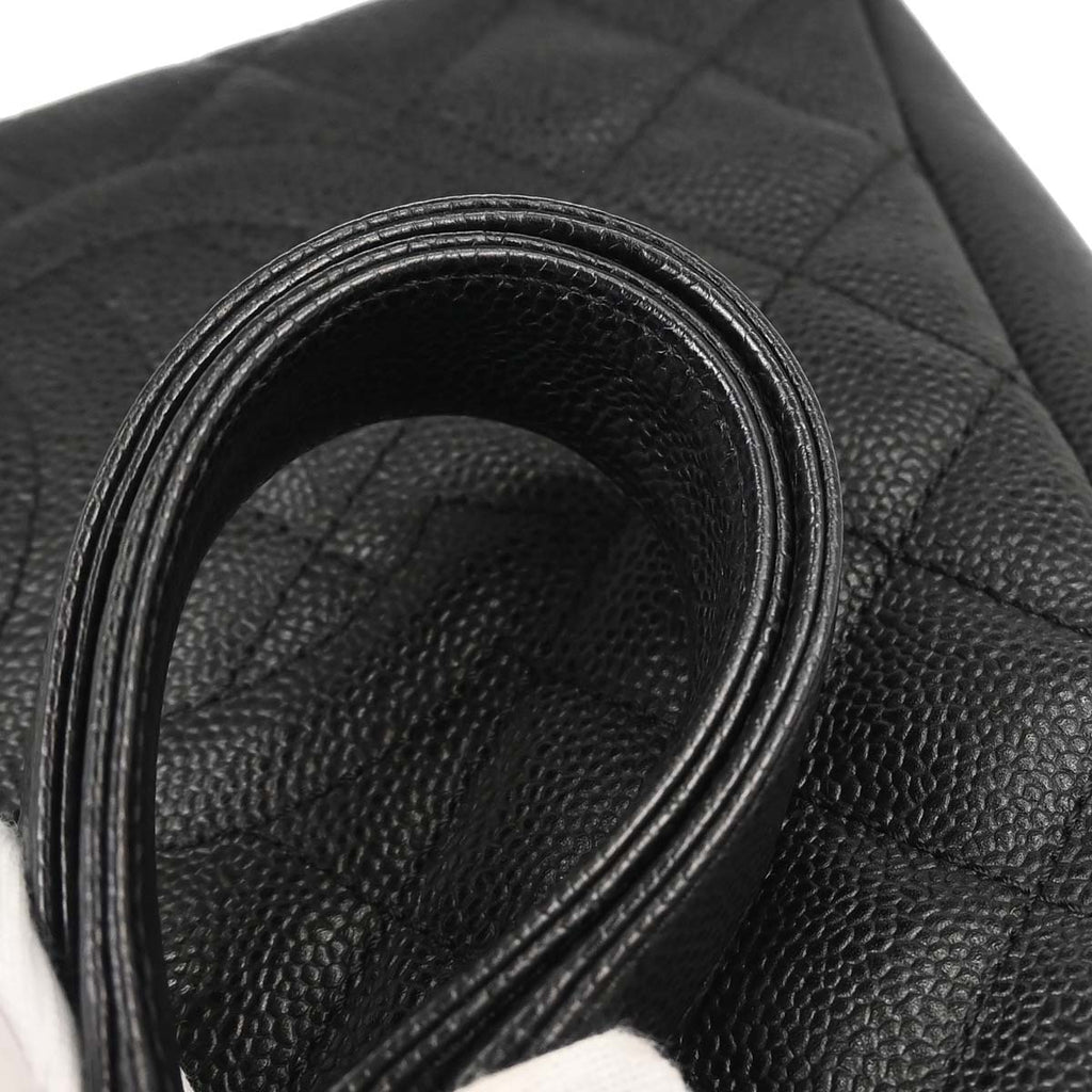 Chanel 2011 Black Caviar Skin Petite Shopping Tote PST Chain Handbag