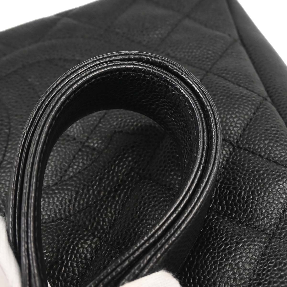 Chanel 2011 Black Caviar Skin Petite Shopping Tote PST Chain Handbag