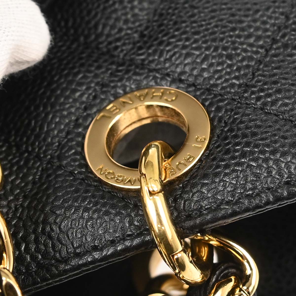 Chanel 2011 Black Caviar Skin Petite Shopping Tote PST Chain Handbag
