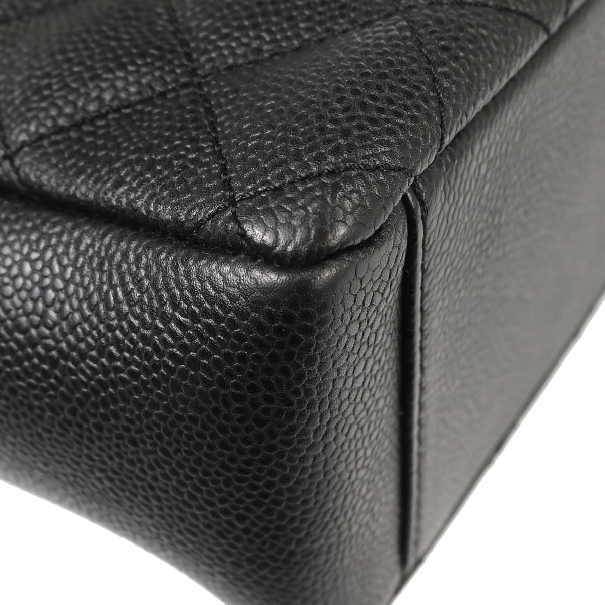 Chanel 2011 Black Caviar Skin Petite Shopping Tote PST Chain Handbag