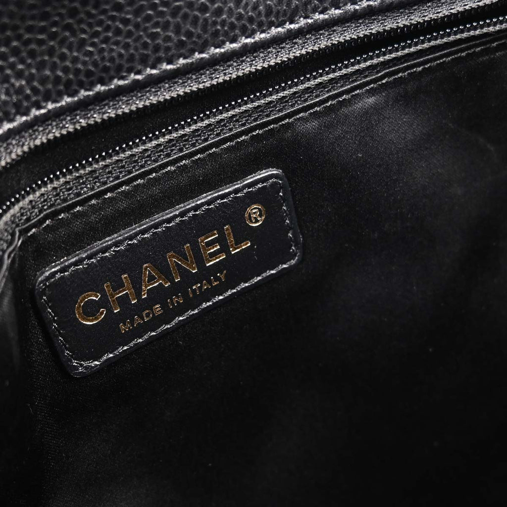 Chanel 2011 Black Caviar Skin Petite Shopping Tote PST Chain Handbag
