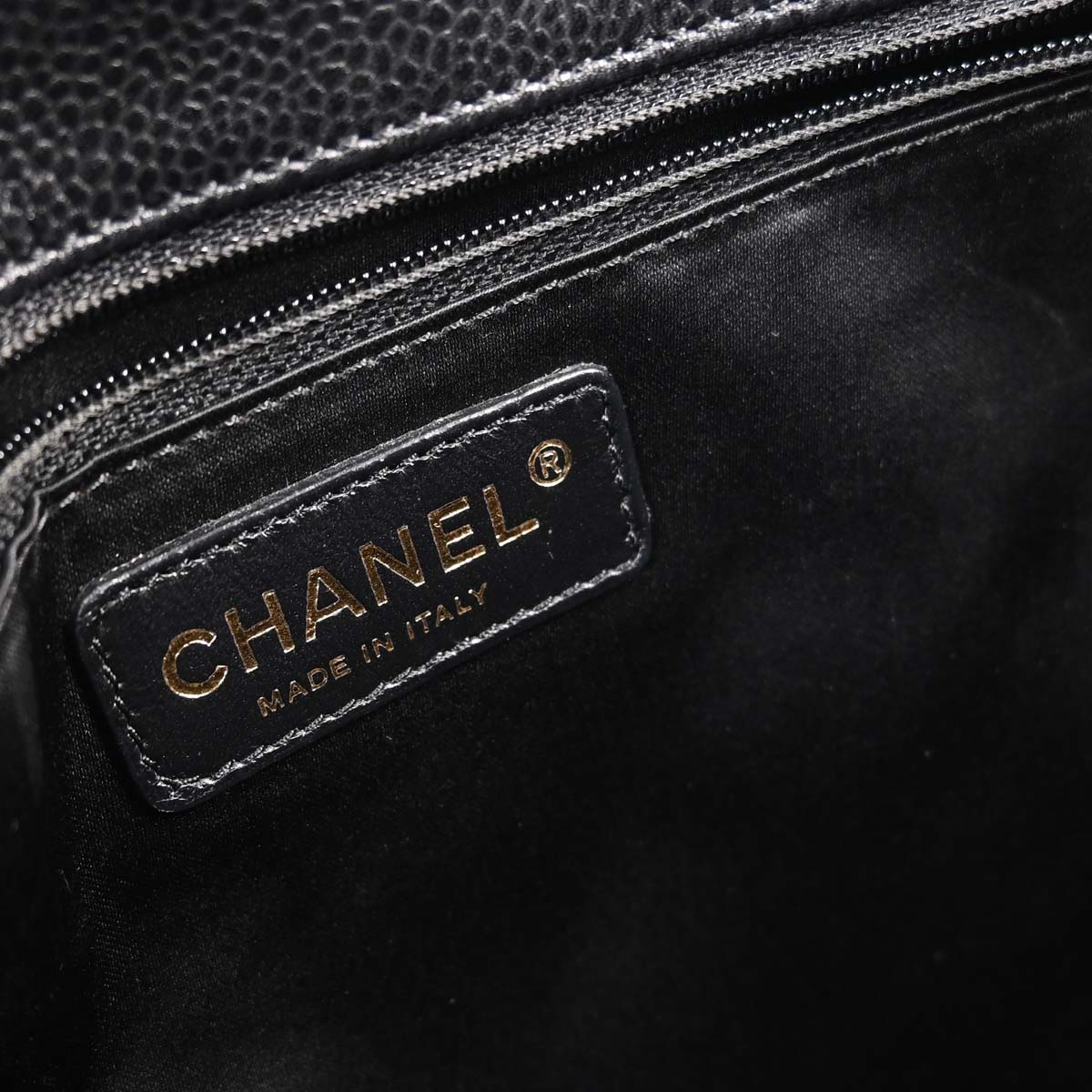 Chanel 2011 Black Caviar Skin Petite Shopping Tote PST Chain Handbag