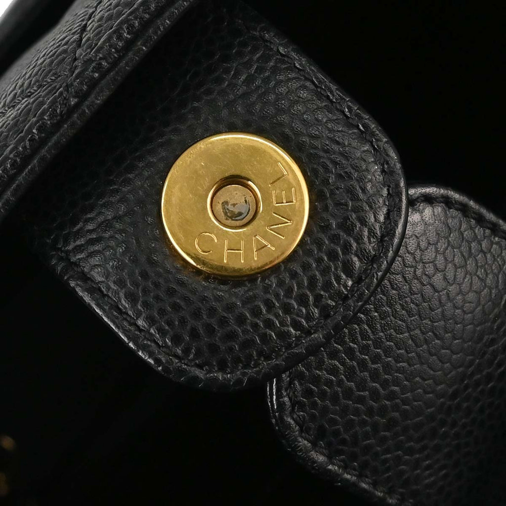 Chanel 2011 Black Caviar Skin Petite Shopping Tote PST Chain Handbag
