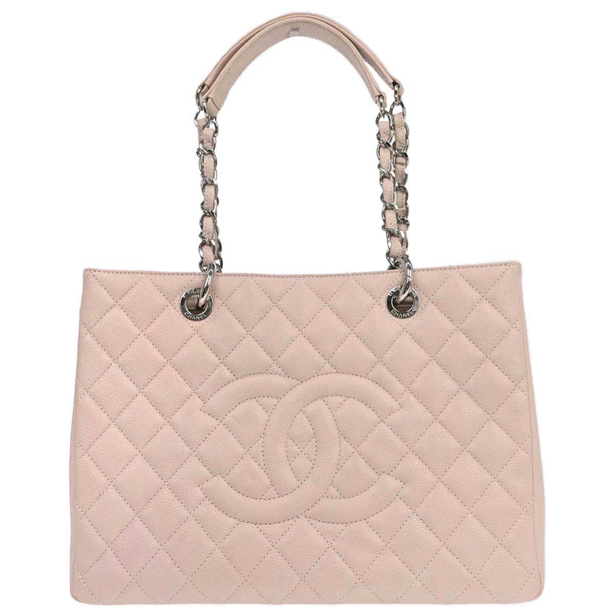 Chanel 2013-2014 Light Pink Caviar Skin Grand Shopping Tote GST Chain Handbag