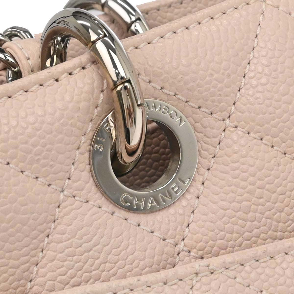 Chanel 2013-2014 Light Pink Caviar Skin Grand Shopping Tote GST Chain Handbag