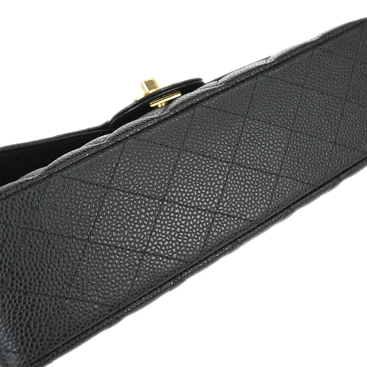 Chanel 2017 Black Caviar Skin Medium Classic Double Flap Shoulder Bag