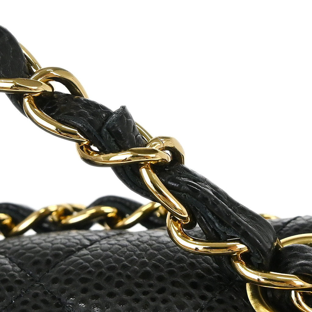 Chanel 2017 Black Caviar Skin Medium Classic Double Flap Shoulder Bag