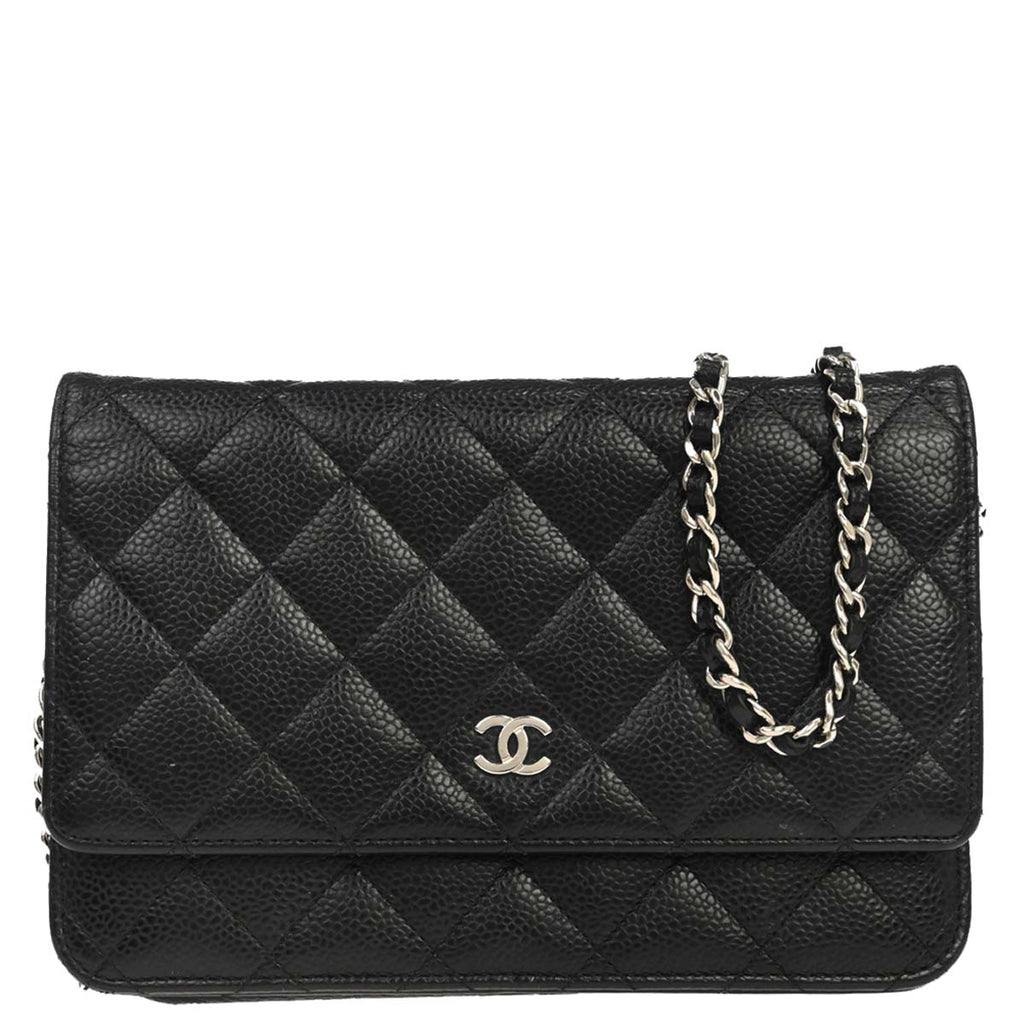 Chanel 2018 Black Caviar Skin Classic WOC Wallet on Chain Bag