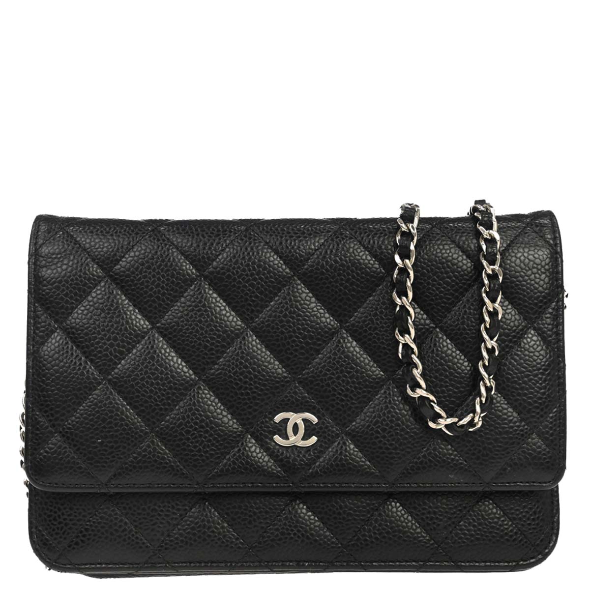 Chanel 2018 Black Caviar Skin Classic WOC Wallet on Chain Bag