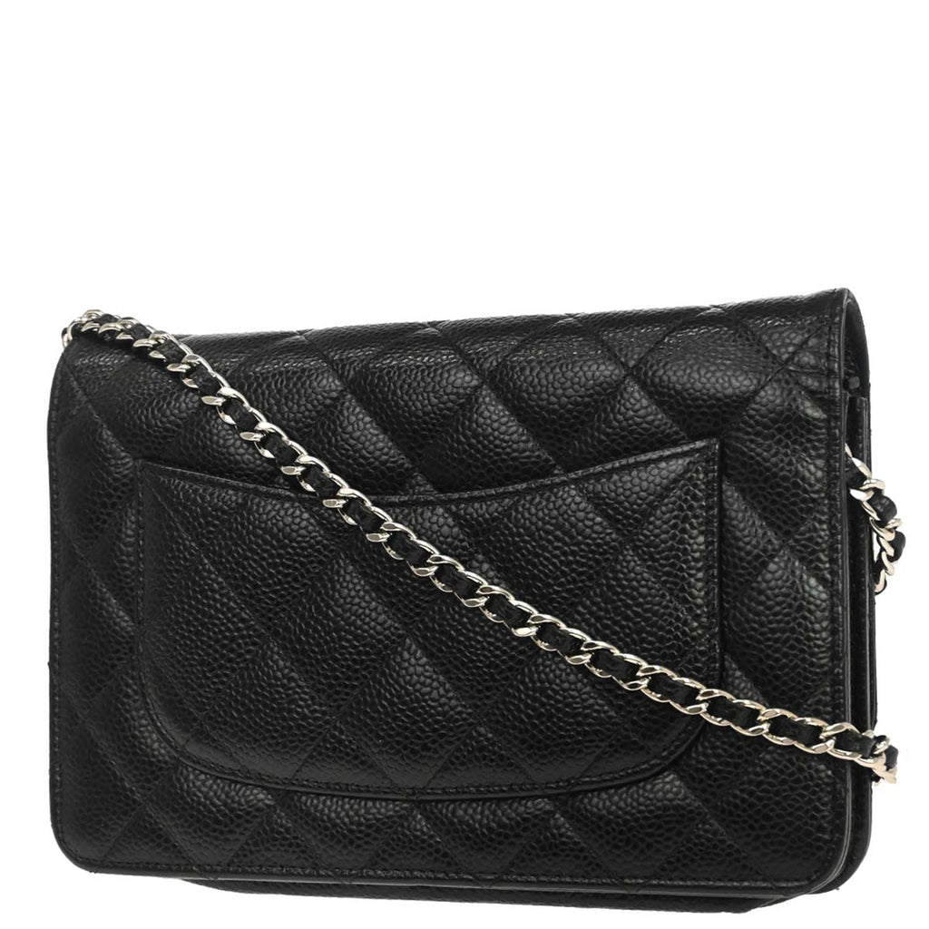 Chanel 2018 Black Caviar Skin Classic WOC Wallet on Chain Bag