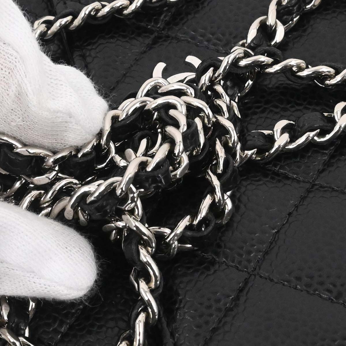 Chanel 2018 Black Caviar Skin Classic WOC Wallet on Chain Bag