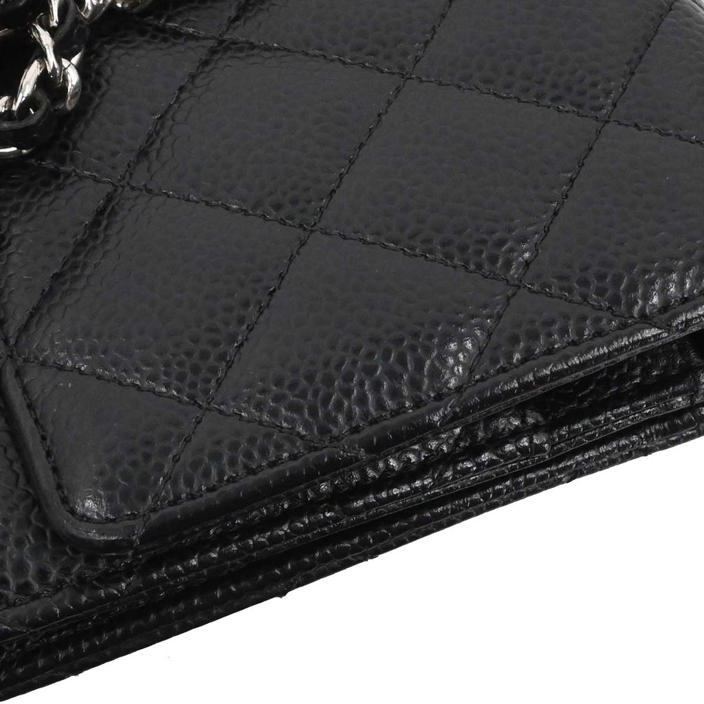 Chanel 2018 Black Caviar Skin Classic WOC Wallet on Chain Bag