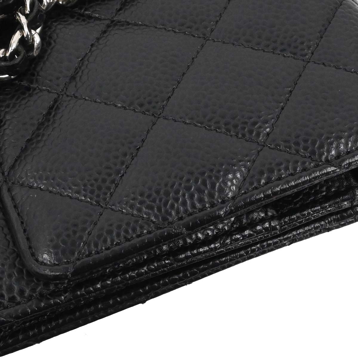Chanel 2018 Black Caviar Skin Classic WOC Wallet on Chain Bag