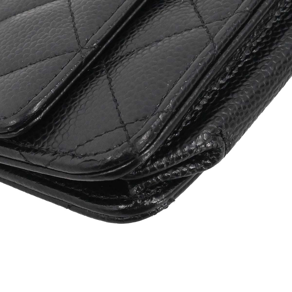 Chanel 2018 Black Caviar Skin Classic WOC Wallet on Chain Bag