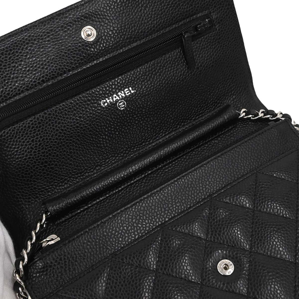Chanel 2018 Black Caviar Skin Classic WOC Wallet on Chain Bag