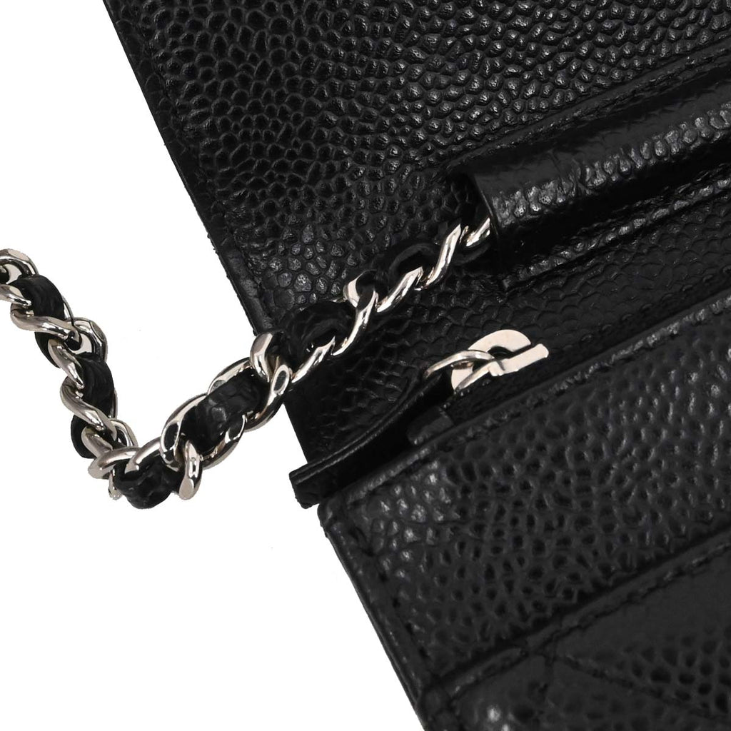 Chanel 2018 Black Caviar Skin Classic WOC Wallet on Chain Bag