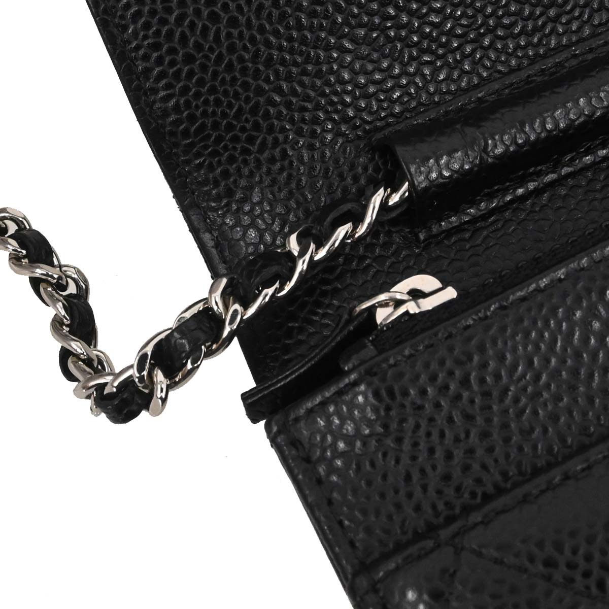 Chanel 2018 Black Caviar Skin Classic WOC Wallet on Chain Bag