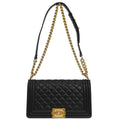 Boy Chanel 2017 Black Lambskin Medium Chain Shoulder Bag