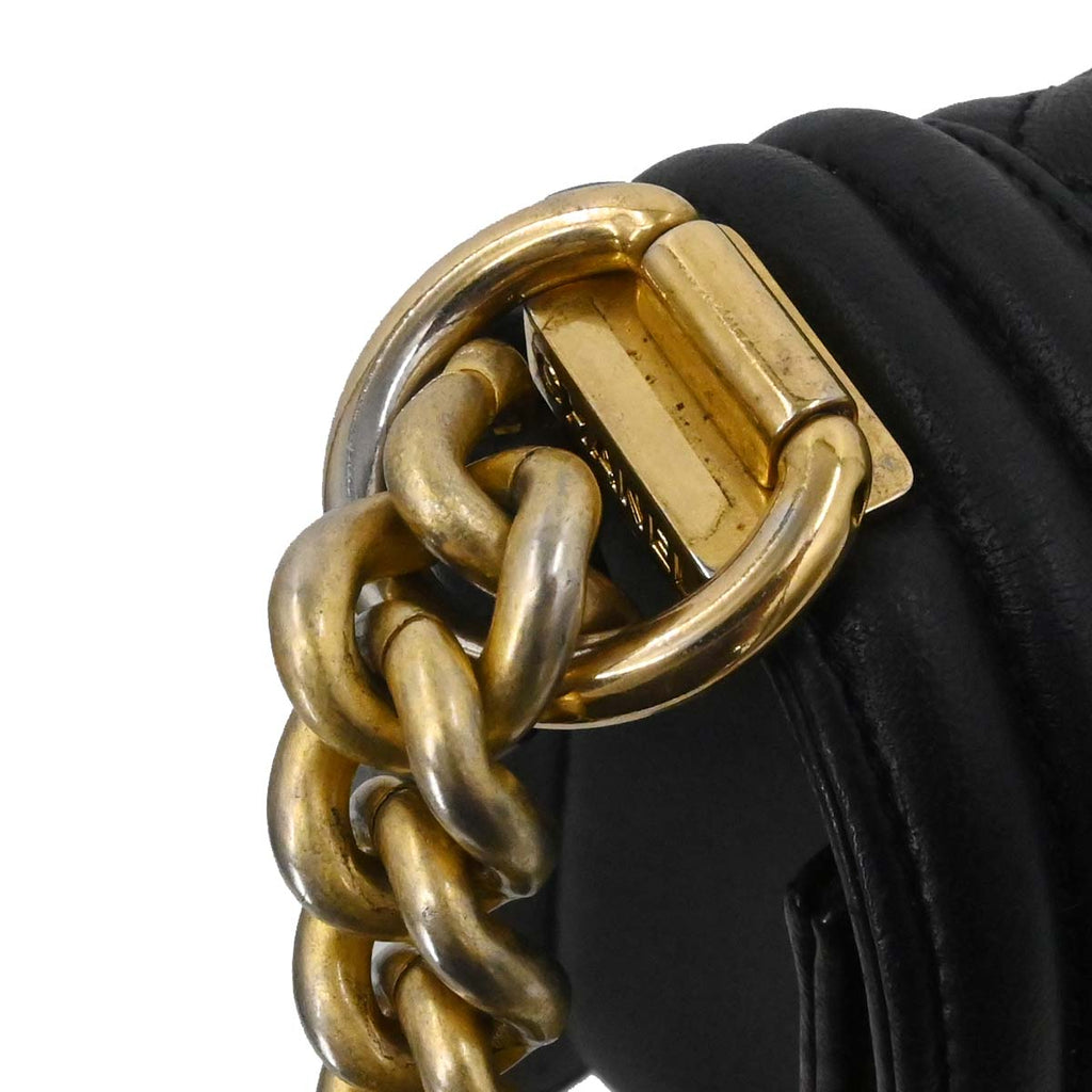 Boy Chanel 2017 Black Lambskin Medium Chain Shoulder Bag