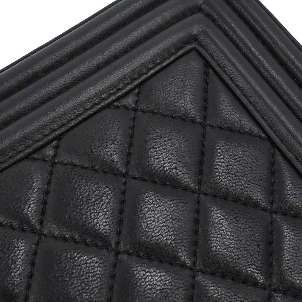 Boy Chanel 2017 Black Lambskin Medium Chain Shoulder Bag