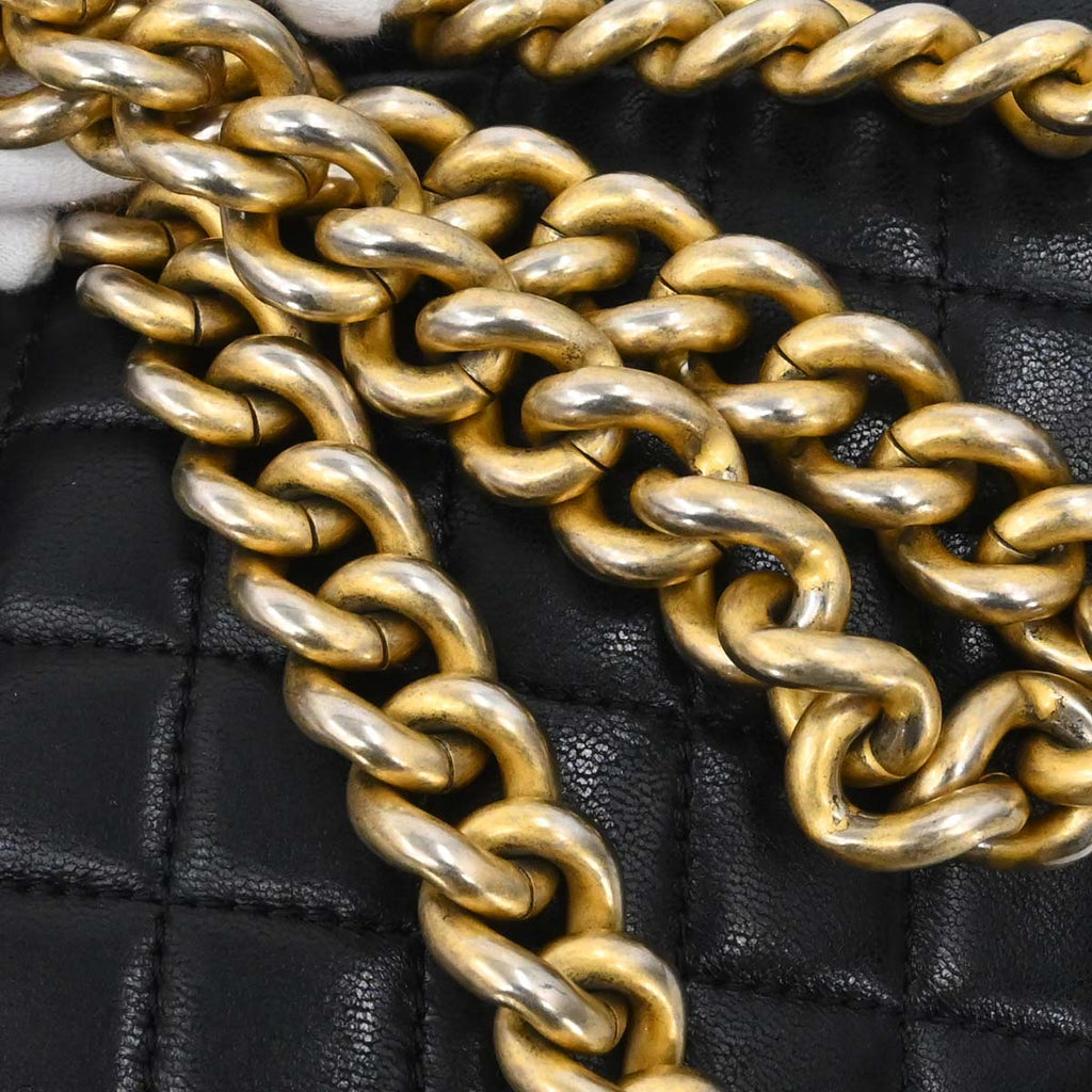 Boy Chanel 2017 Black Lambskin Medium Chain Shoulder Bag