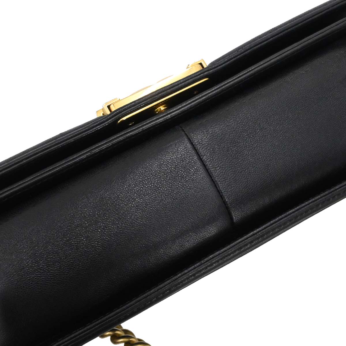 Boy Chanel 2017 Black Lambskin Medium Chain Shoulder Bag