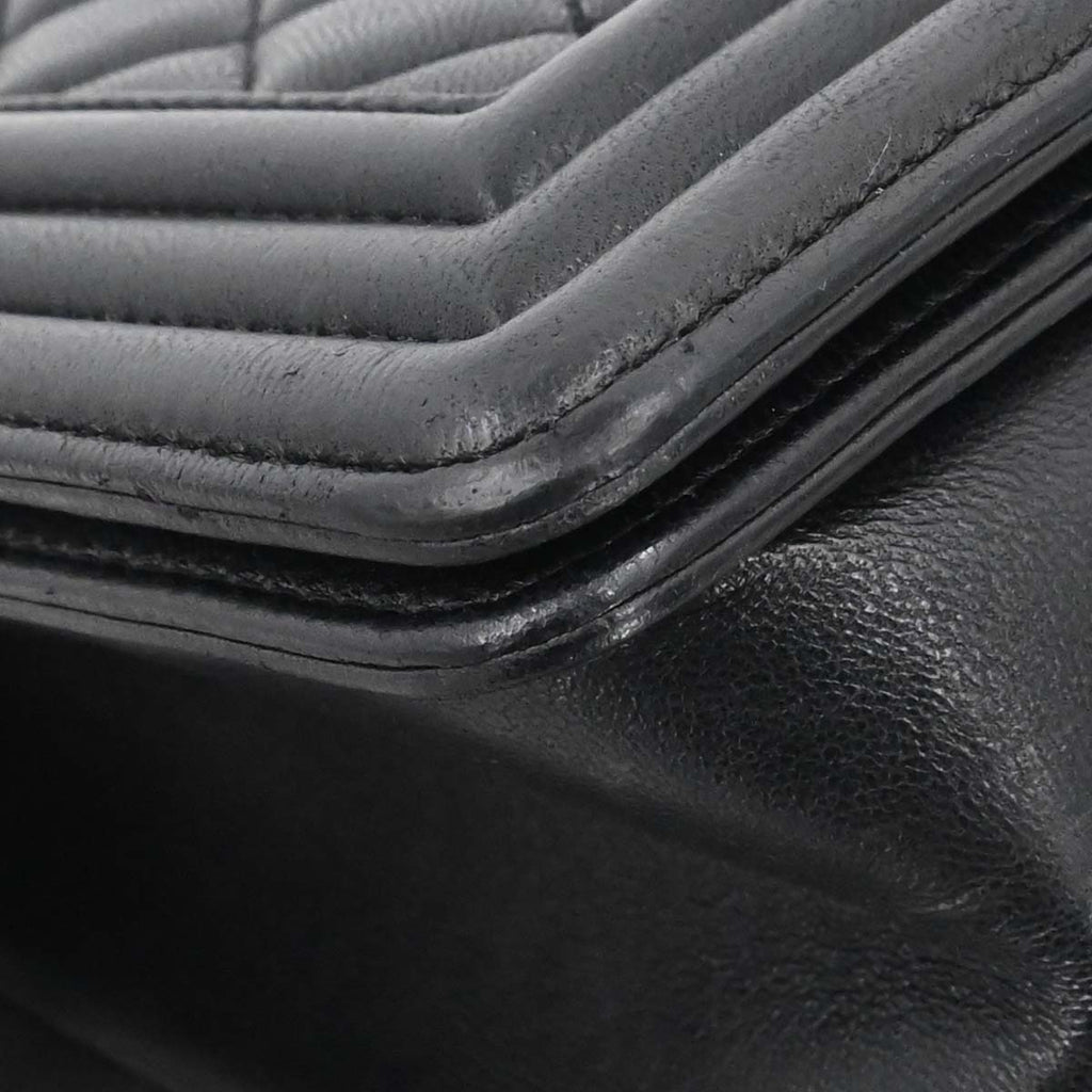 Boy Chanel 2017 Black Lambskin Medium Chain Shoulder Bag