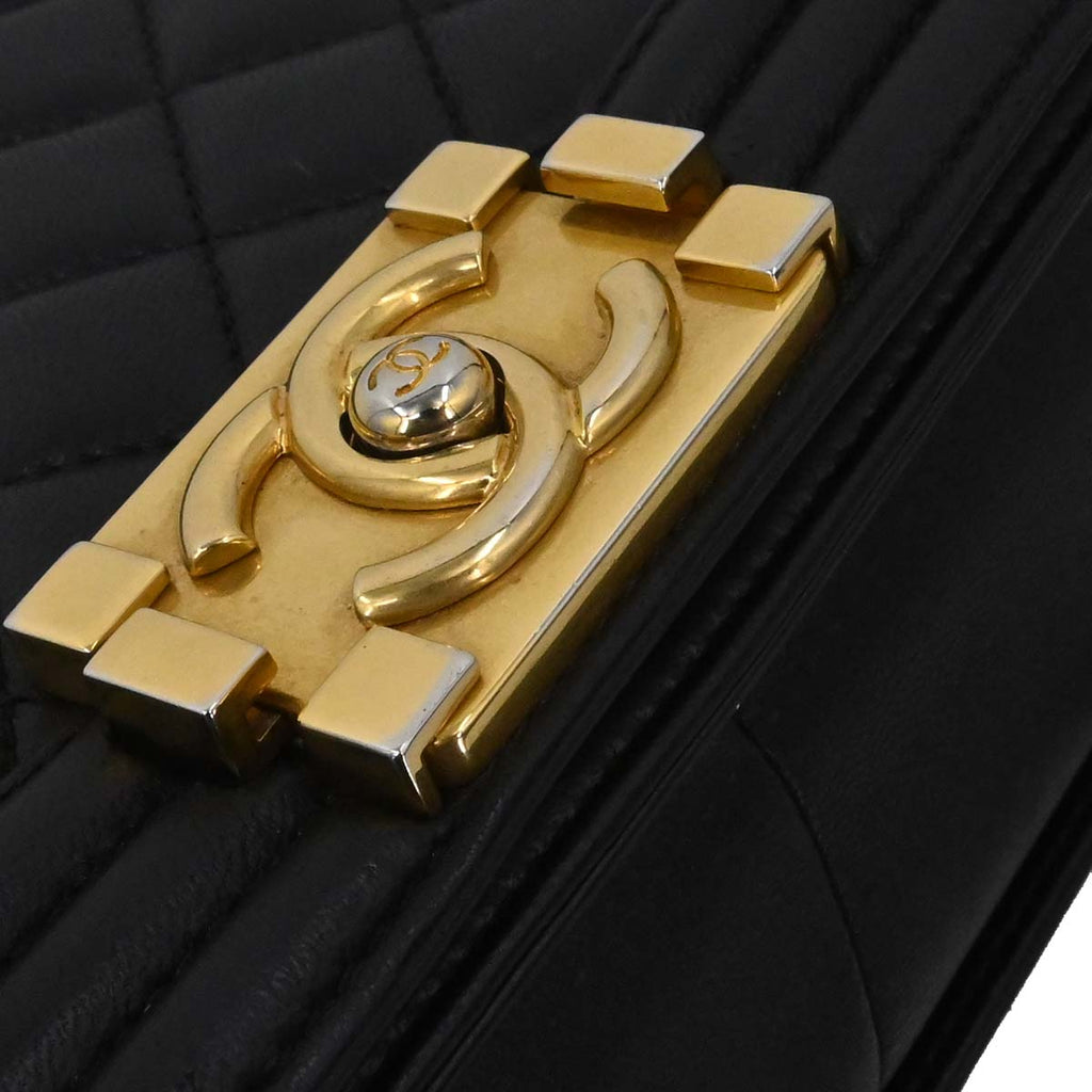 Boy Chanel 2017 Black Lambskin Medium Chain Shoulder Bag