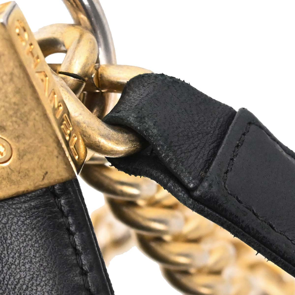 Boy Chanel 2017 Black Lambskin Medium Chain Shoulder Bag
