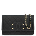 Chanel 2019 Black Caviar Skin CC Filigree WOC Wallet on Chain Bag