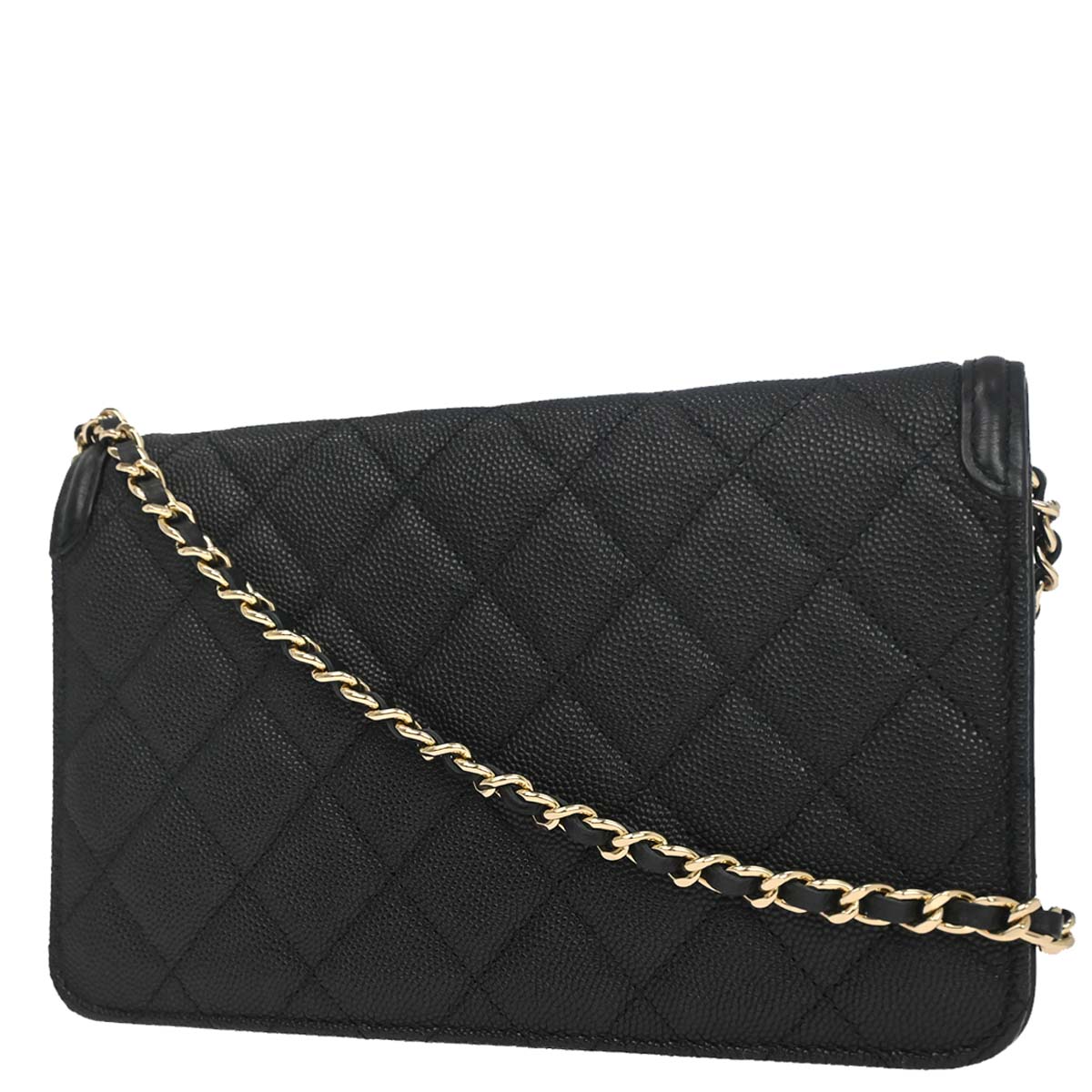 Chanel 2019 Black Caviar Skin CC Filigree WOC Wallet on Chain Bag
