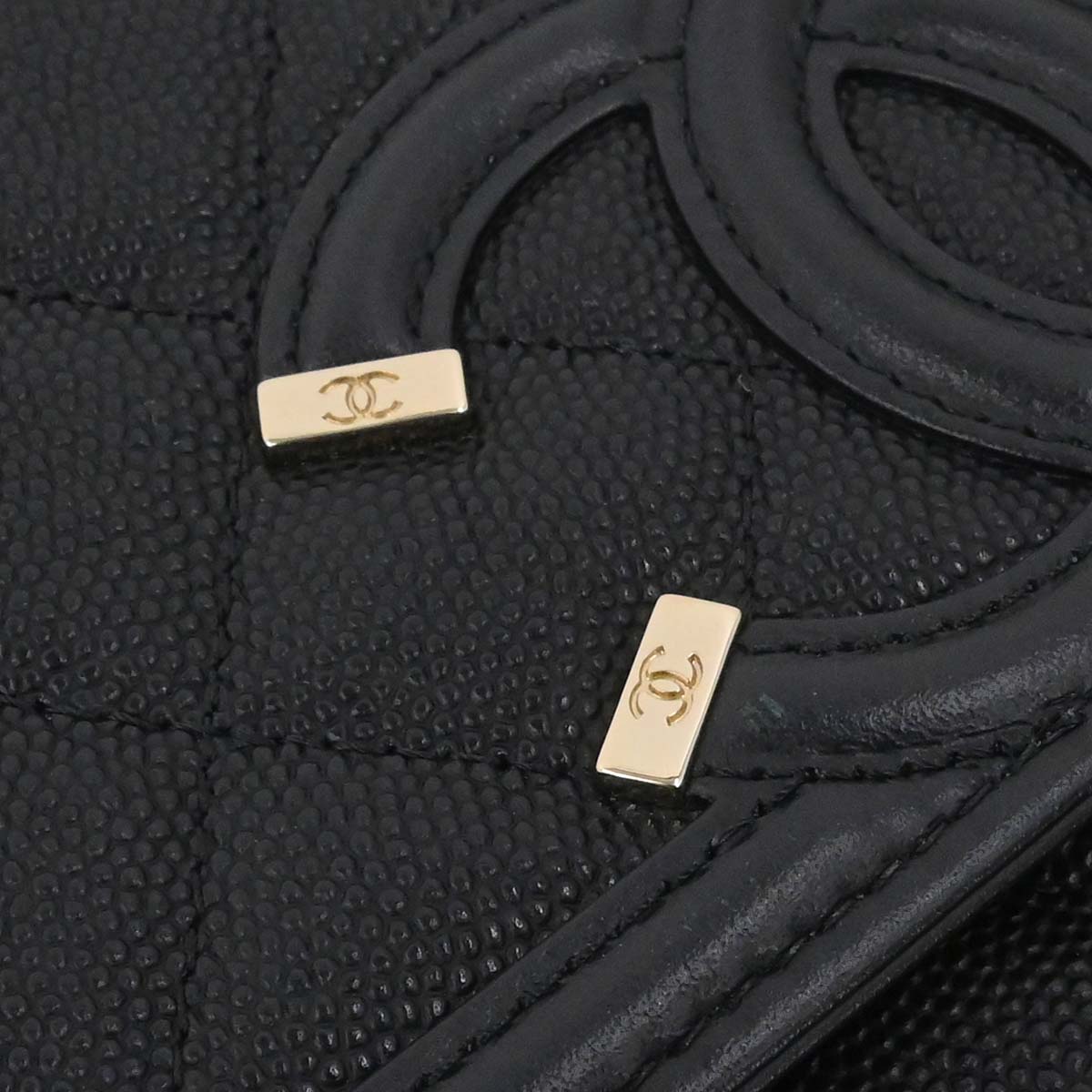 Chanel 2019 Black Caviar Skin CC Filigree WOC Wallet on Chain Bag